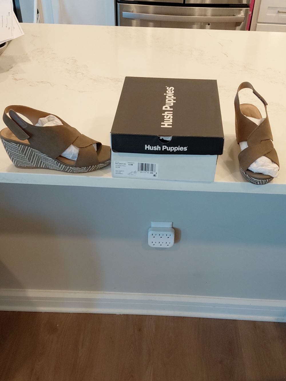 Hush Puppies Olive Brown Wedge Sandals..Size 8.5